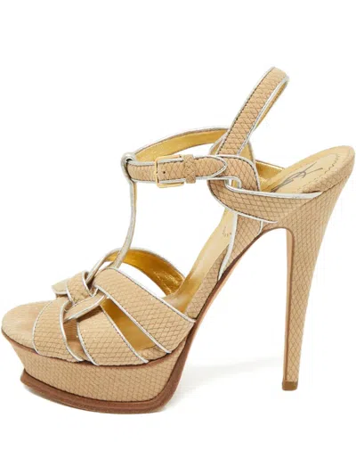 Pre-owned Saint Laurent Beige Suede Sandals In Neutral