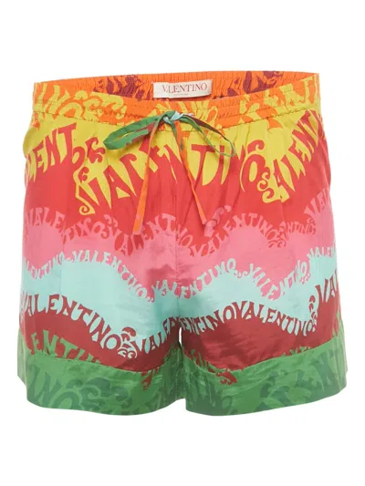 Pre-owned Valentino Drawstring Shorts In Red