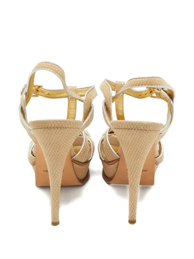 Pre-owned Saint Laurent Beige Suede Sandals In Neutral