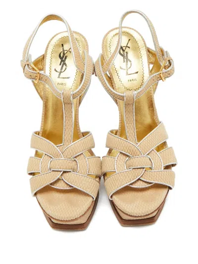 Pre-owned Saint Laurent Beige Suede Sandals In Neutral