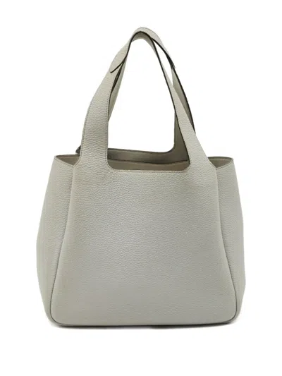 Pre-owned Prada Dynamique Leather Tote In Gray