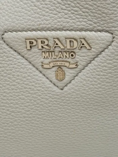 Pre-owned Prada Dynamique Leather Tote In Gray