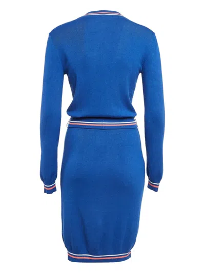 Pre-owned Elisabetta Franchi Tie-belt Knitted Cardigan In Blue