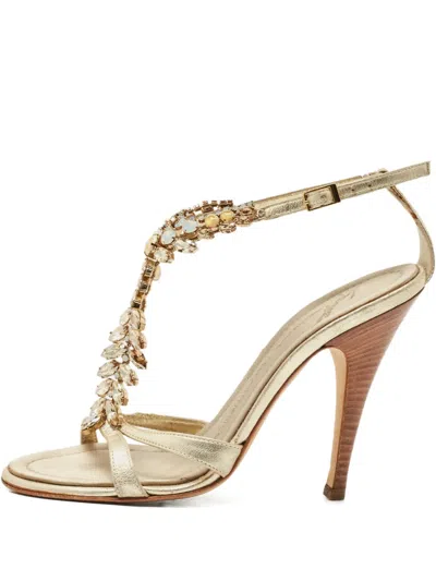 Pre-owned Giuseppe Zanotti Vintage Crystal-embellished Sandals In Gold