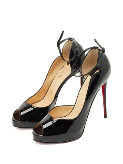 Pre-owned Christian Louboutin Buckle-strap Patent Leather Pumps In Black