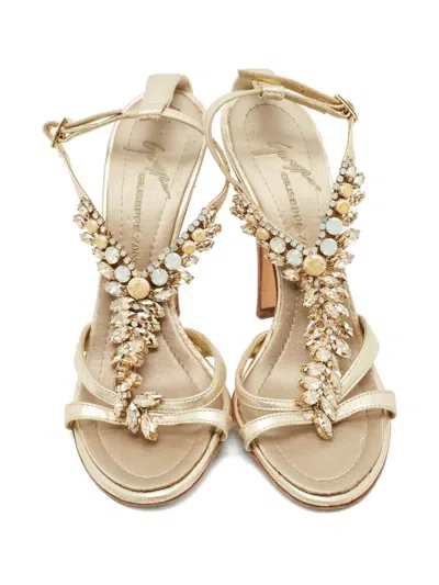 Pre-owned Giuseppe Zanotti Vintage Crystal-embellished Sandals In Gold