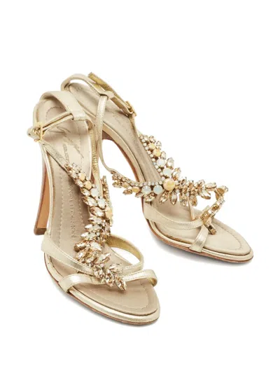 Pre-owned Giuseppe Zanotti Vintage Crystal-embellished Sandals In Gold
