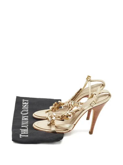 Pre-owned Giuseppe Zanotti Vintage Crystal-embellished Sandals In Gold