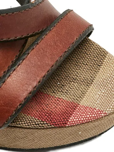Pre-owned Burberry Check-pattern Sandals In Neutral