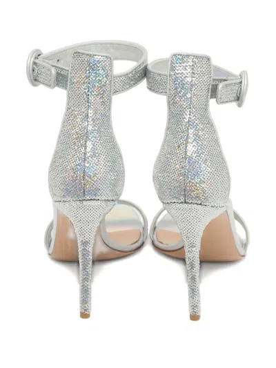 Pre-owned Gianvito Rossi Portofino Sequinned Ankle-strap Sandals In Silver