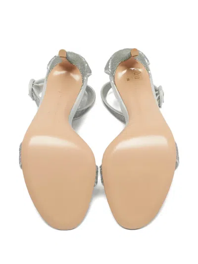 Pre-owned Gianvito Rossi Portofino Sequinned Ankle-strap Sandals In Silver