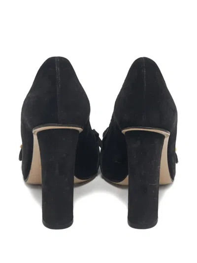 Pre-owned Gucci Marmont Fringe Pumps In Black