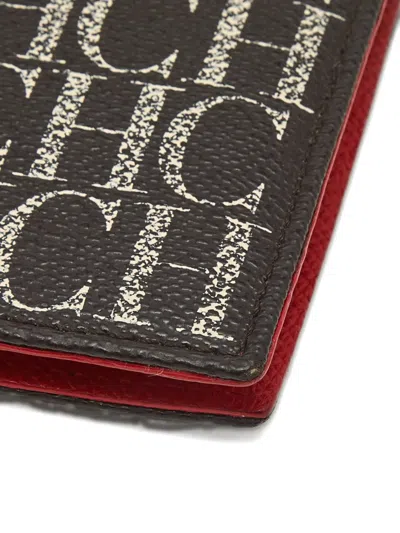 Pre-owned Carolina Herrera Monogram Coated-canvas Bifold Wallet In Brown