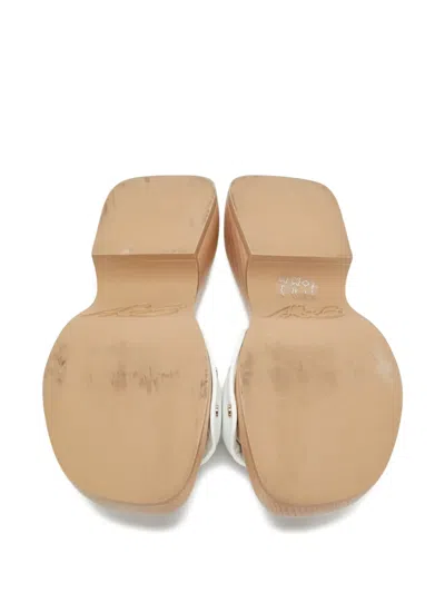 Pre-owned Roger Vivier Vintage Crystal-embellished Leather Clogs In White