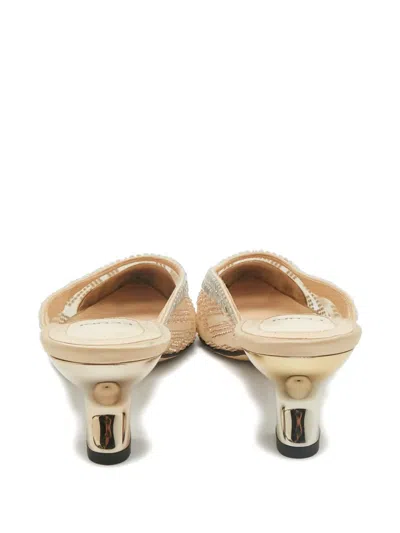 Pre-owned Fendi Mesh Slip-on Mules In Neutral