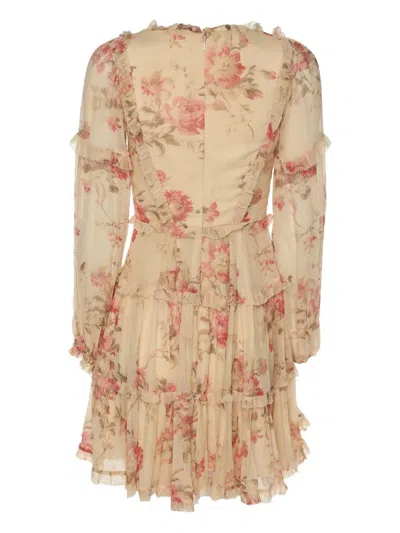Pre-owned Zimmermann Floral-detail Mini Dress In Neutral