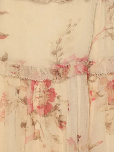 Pre-owned Zimmermann Floral-detail Mini Dress In Neutral