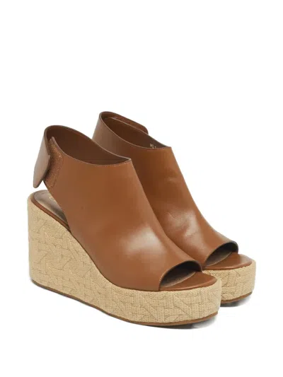 Pre-owned Dior Attitude Leather Wedge Sandals In Brown
