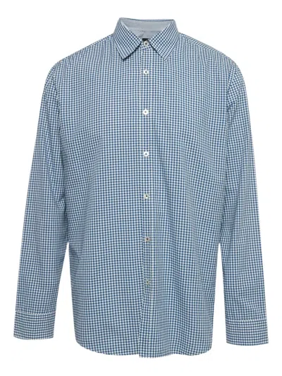 Pre-owned Hugo Boss Check Cotton Shirt In Blue