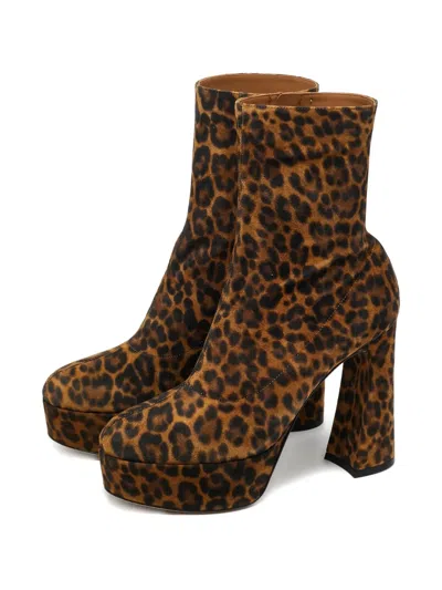Pre-owned Gianvito Rossi Holly Leopard-print Ankle Boots In Brown