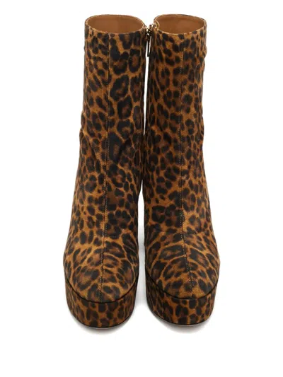 Pre-owned Gianvito Rossi Holly Leopard-print Ankle Boots In Brown