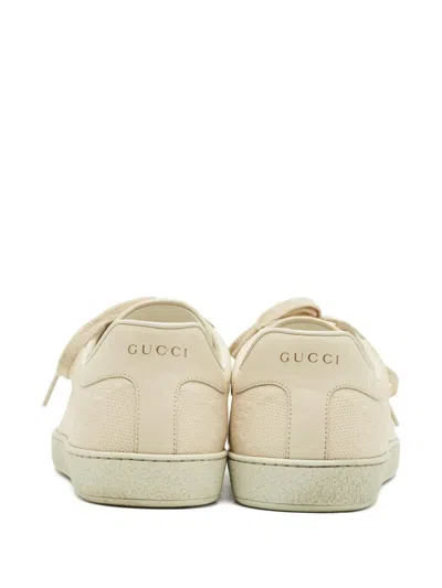Pre-owned Gucci Perforated Leather Sneakers In Neutral