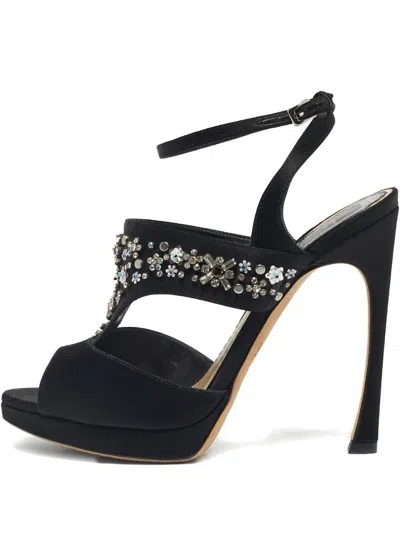 Pre-owned Dior Crystal-embellishment Sandals In Black