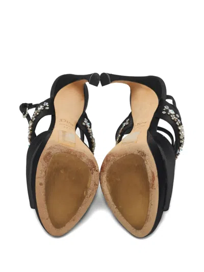Pre-owned Dior Crystal-embellishment Sandals In Black