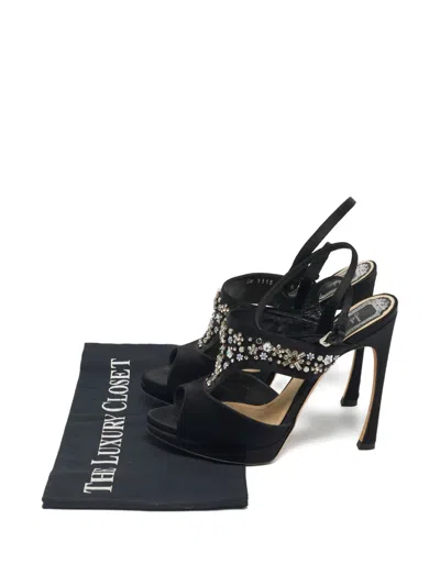 Pre-owned Dior Crystal-embellishment Sandals In Black