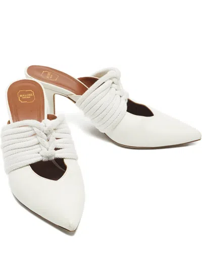 Pre-owned Malone Souliers Leather Mules In White
