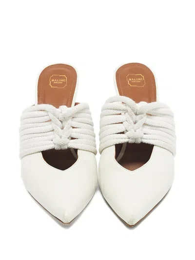 Pre-owned Malone Souliers Leather Mules In White