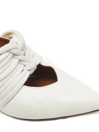 Pre-owned Malone Souliers Leather Mules In White