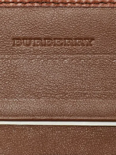 Pre-owned Burberry Haymarket-check Wallet In Neutral