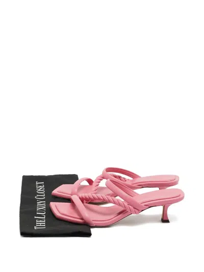 Pre-owned Jimmy Choo Diosa Twisted Leather Sandals In Pink