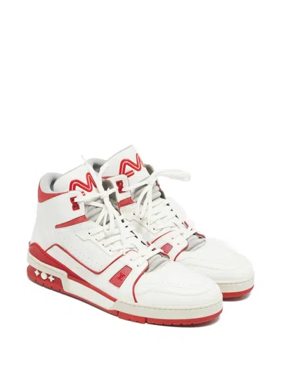 Pre-owned Louis Vuitton Lv Leather Sneakers In White