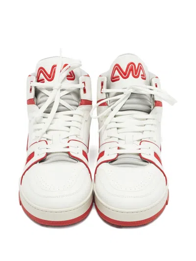 Pre-owned Louis Vuitton Lv Leather Sneakers In White
