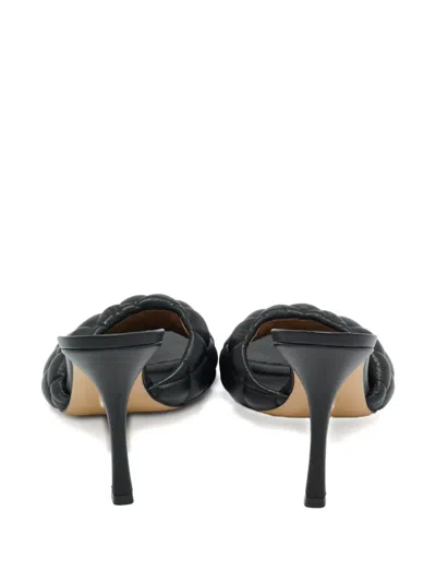 Pre-owned Bottega Veneta Lido Quilted Square-toe Sandals In Black