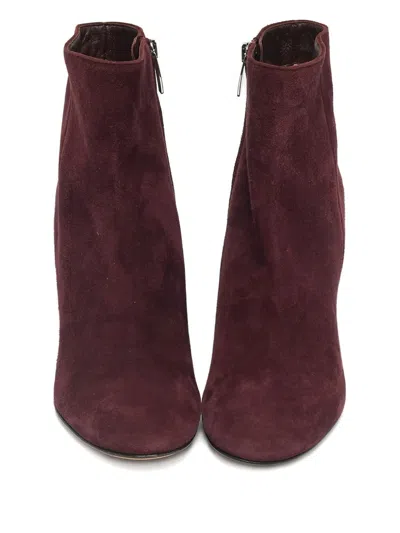 Pre-owned Gianvito Rossi Joelle Block-heel Ankle Boots In Red