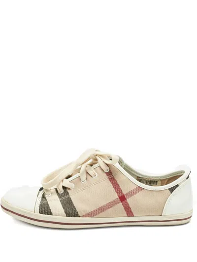 Pre-owned Burberry Nova Check Sneakers In Neutral