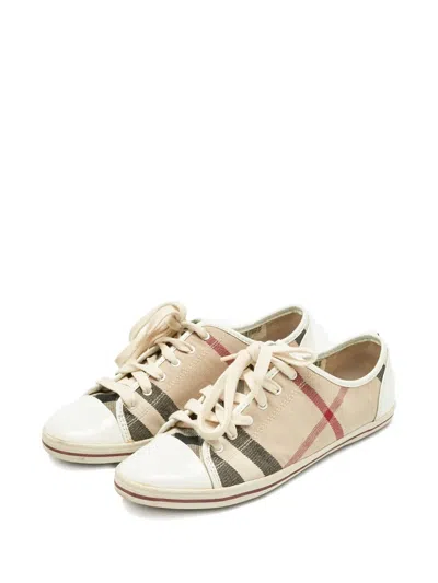Pre-owned Burberry Nova Check Sneakers In Neutral