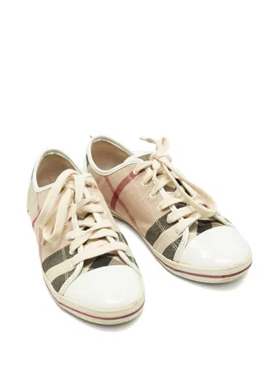 Pre-owned Burberry Nova Check Sneakers In Neutral