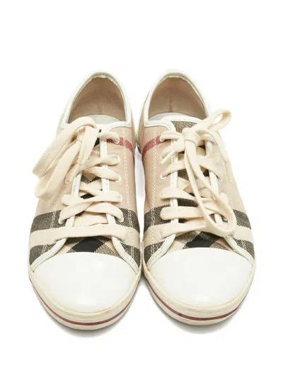 Pre-owned Burberry Nova Check Sneakers In Neutral