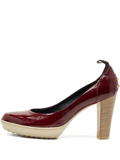 Pre-owned Tod's Block-heel Pumps In Red