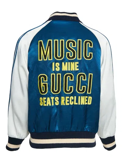 Pre-owned Gucci Lettering Zip Jacket In Blue