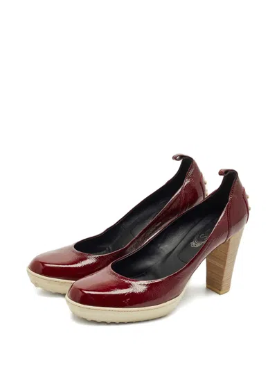 Pre-owned Tod's Block-heel Pumps In Red