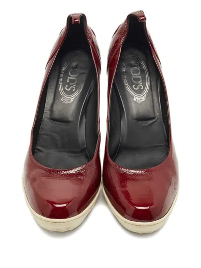 Pre-owned Tod's Block-heel Pumps In Red
