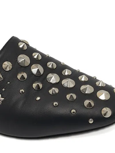 Pre-owned Jimmy Choo Studded Leather Ballet Flats In Black