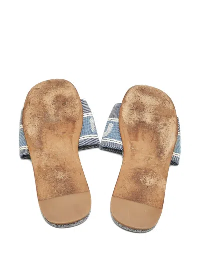 Pre-owned Miu Miu Denim Logo Sandals In Blue