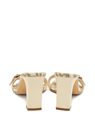 Pre-owned Dior Floral Embroidered Sandals In Neutral