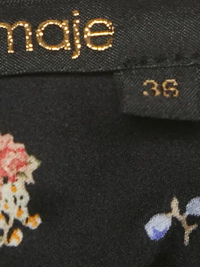 Pre-owned Maje Floral-print Midi Dress In Black